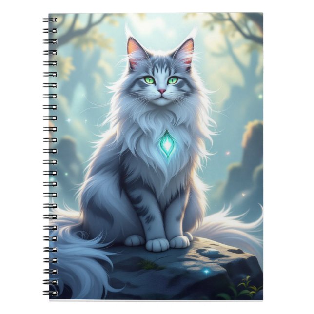 **Majestic Fantasy Cat with Mystical Aura – High F Notizblock (Vorderseite)