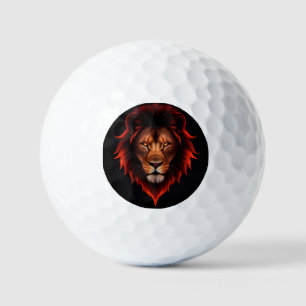 Majestic Fiery Lion Portrait mit leuchtenden Augen Golfball
