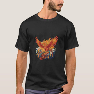 Majestic Fire Phoenix: Japanese Ukiyo-e Style Rebi T-Shirt