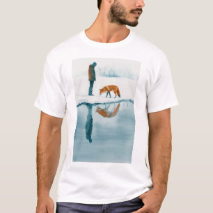 Majestic Fox Walking neben der Reflektion des Schn T-Shirt