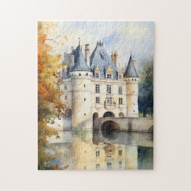 Majestic French Castle Wasserfarbenpuzzle (Vertikal)