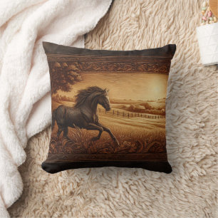 Majestic Galloping in Golden Sunrise Field Kissen