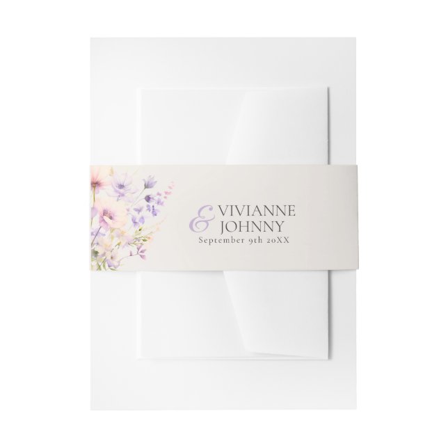 Majestic Garden Wildblumen Lavender Wedding Einladungsbanderole (Vorderseite Beispiel)