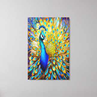 Majestic gestyltes Glass Peacock Art Nouveau Leinwanddruck