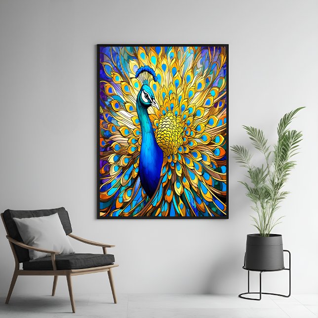 Majestic gestyltes Glass Peacock Art Nouveau Poster (Von Creator hochgeladen)