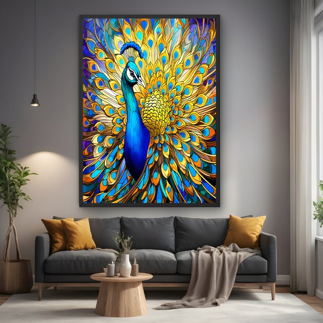 Majestic gestyltes Glass Peacock Art Nouveau Poster (Von Creator hochgeladen)