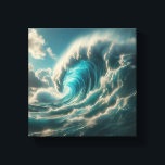 Majestic Giant Blue Wave - Dramatic Ocean Power  Leinwanddruck<br><div class="desc">A stunning and dynamic digital artwork capturing the raw power of a massive, curling ocean wave. The deep turquoise water and white sea foam are set against a dramatic sky with sun-drenched clouds, creating a sense of awe and natural grandeur. Ideal for large-scale wall art in modern living rooms, surf-themed...</div>