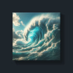 Majestic Giant Blue Wave - Dramatic Ocean Power  Leinwanddruck<br><div class="desc">A stunning and dynamic digital artwork capturing the raw power of a massive, curling ocean wave. The deep turquoise water and white sea foam are set against a dramatic sky with sun-drenched clouds, creating a sense of awe and natural grandeur. Ideal for large-scale wall art in modern living rooms, surf-themed...</div>