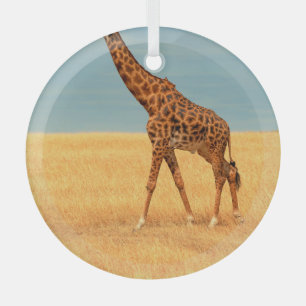Majestic Giraffe: Masai Mara Trockensaison Ornament Aus Glas