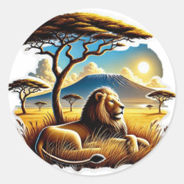 Majestic Gold African Lion Portrait Runder Aufkleber
