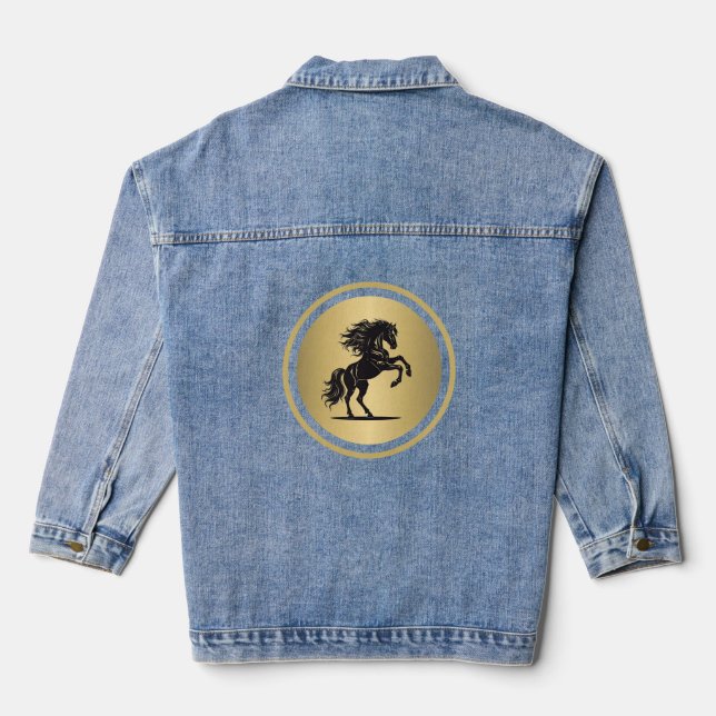 Majestic Gold Bucking Horse Denim Jacket (Verso)