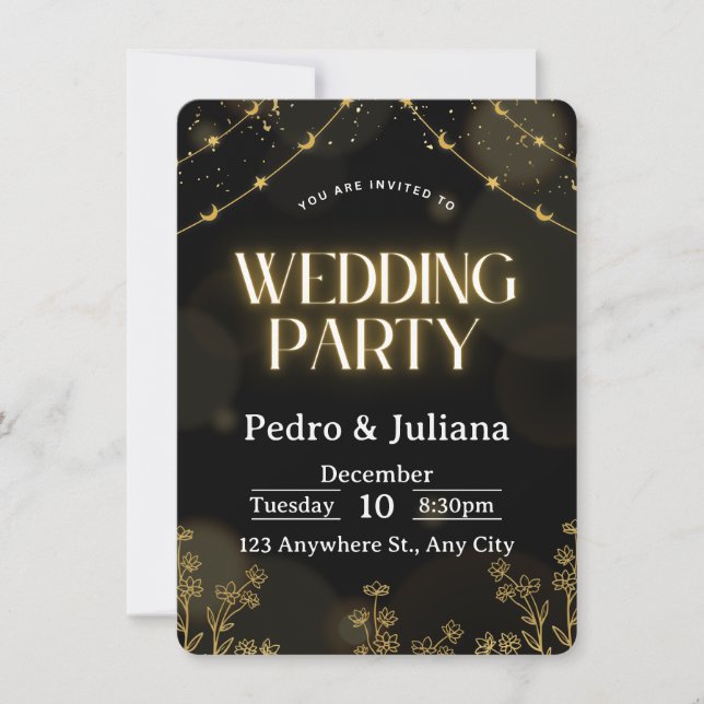 Majestic Gold Ornamental Frame Wedding Invitation (Devant)