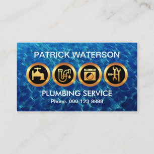 Majestic Gold Plumber Icons Flooded Blue Waters Visitenkarte