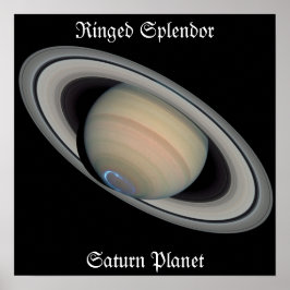 Majestic Gold Saturn Planet Poster