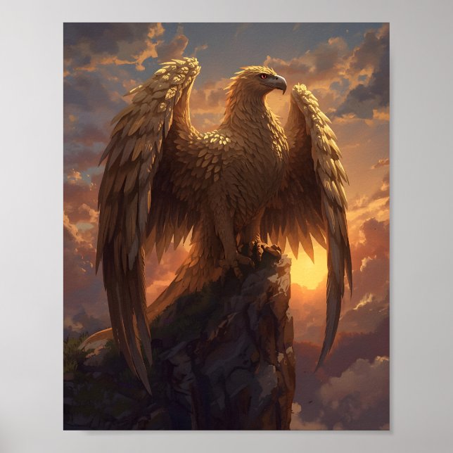 Majestic Golden Eagle Fantasy – Mythical Phoenix Poster (Vorne)