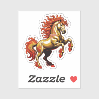 Majestic Golden Rearing Horse Sticker