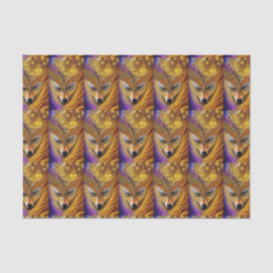 Majestic Golden She Wolf Fantasy AI Art Print Seidenpapier