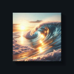 Majestic Golden Sunrise Ocean Wave - Radiant Leinwanddruck<br><div class="desc">A breathtaking digital artwork featuring a massive ocean wave glowing under the first light of a golden sunrise. The detailed reflections on the water and the soft, sun-drenched atmosphere evoke a sense of hope and natural brilliance. Perfect for luxury home staging, serene bedroom decor, or as a radiant focal point...</div>
