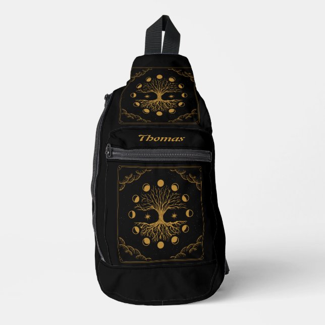 Majestic Golden Tree of Life Crossbody Bag (Vorderseite)