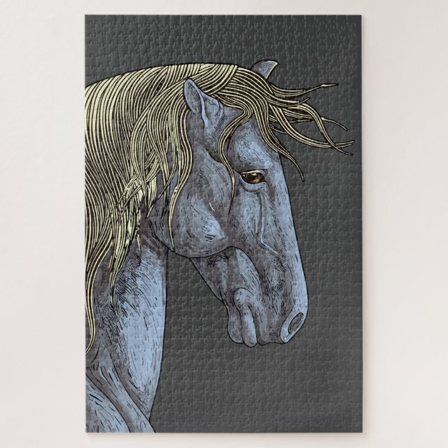 Majestic Graues Pferd mit blühender Mane (Vertikal)