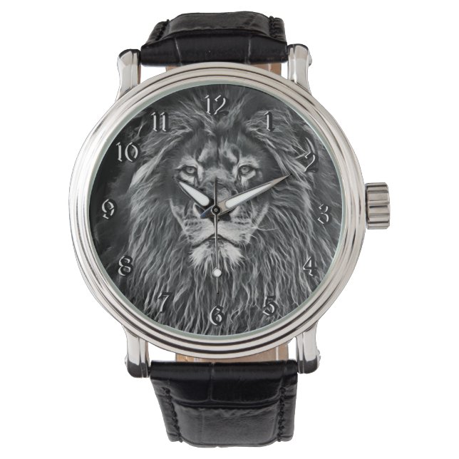 Majestic Gray Lion Armbanduhr (Vorderseite)