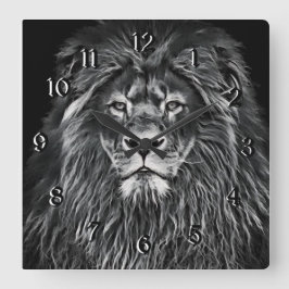 Majestic Gray Lion Quadratische Wanduhr