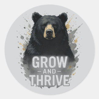 Majestic Growth Black Bear Art Runder Aufkleber
