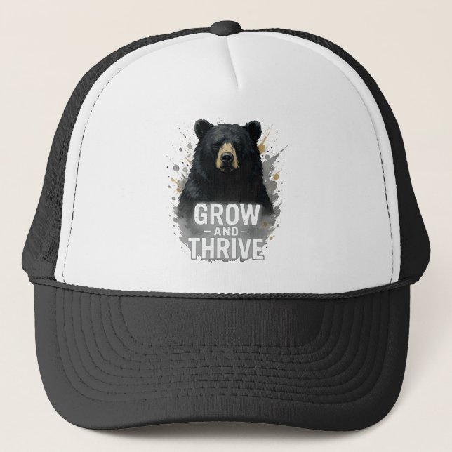 Majestic Growth Black Bear Art Truckerkappe (Vorderseite)
