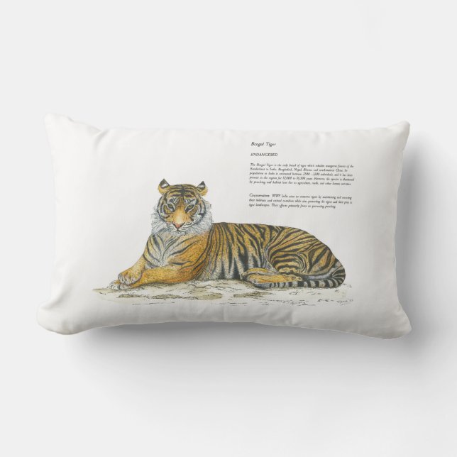 Majestic Hand bemalt Bengalisch Tiger Lendenkissen (Vorderseite)