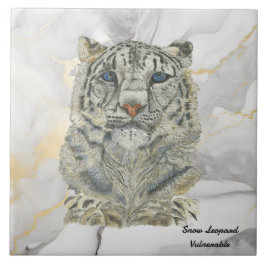 Majestic Hand Painted Snow Leopard Fliese