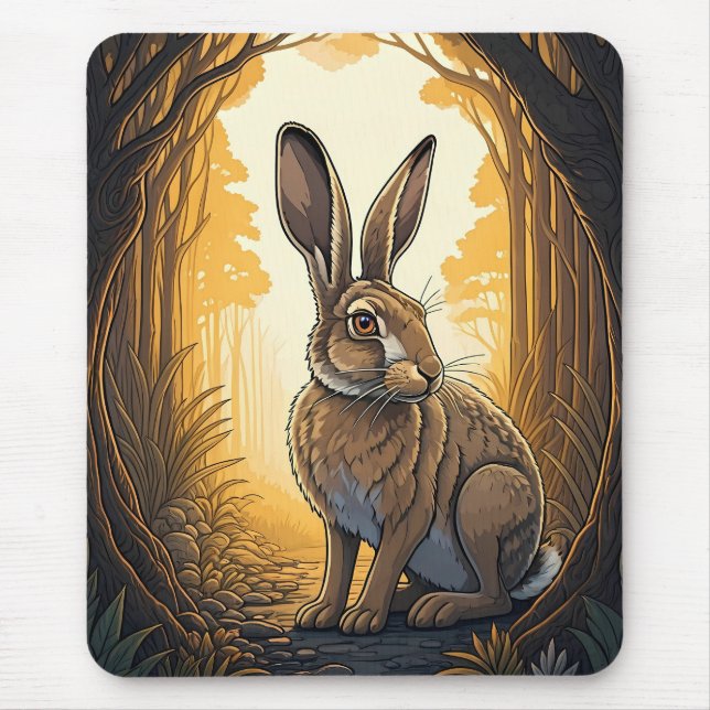 Majestic Hare in Enchanted Forest Mousepad (Vorne)