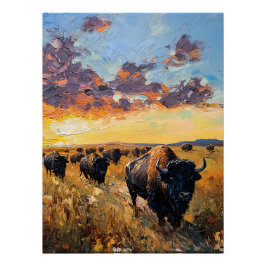 Majestic Herd: Buffalo auf der Prärie Poster