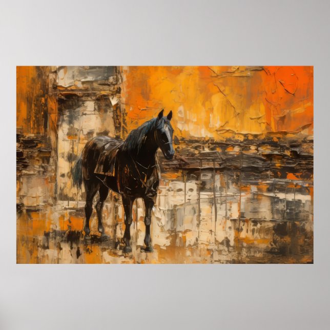 Majestic Horn im Abstrakten Sonnenuntergang Poster (Vorne)