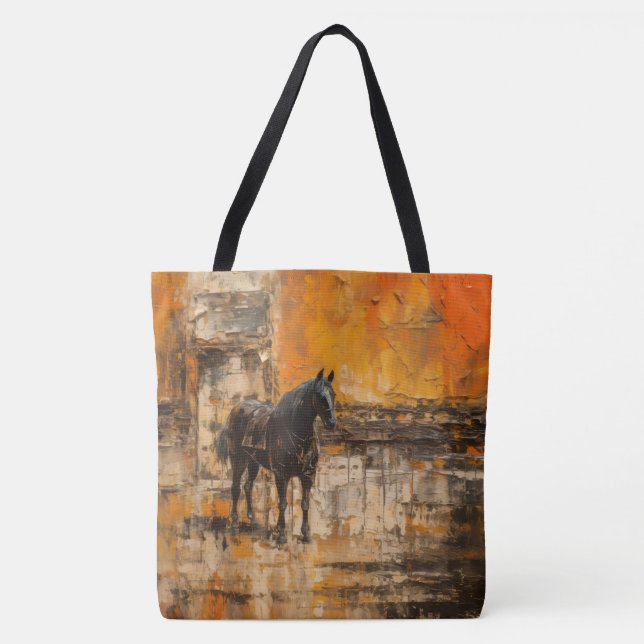 Majestic Horn im Abstrakten Sonnenuntergang Tasche (Vorderseite)