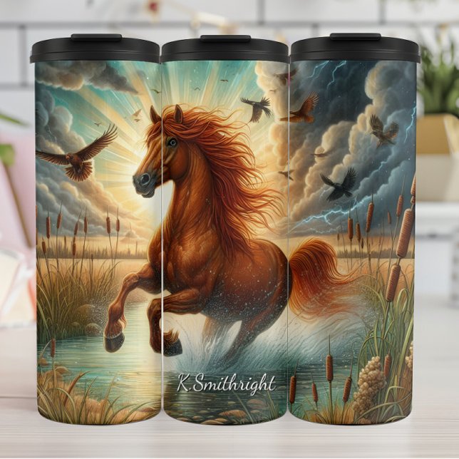 Majestic Horse Galloping Water Sunlight Thermosbecher (Von Creator hochgeladen)