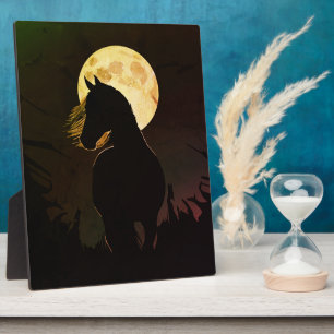 Majestic Horse Silhouette unter Vollmond Fotoplatte