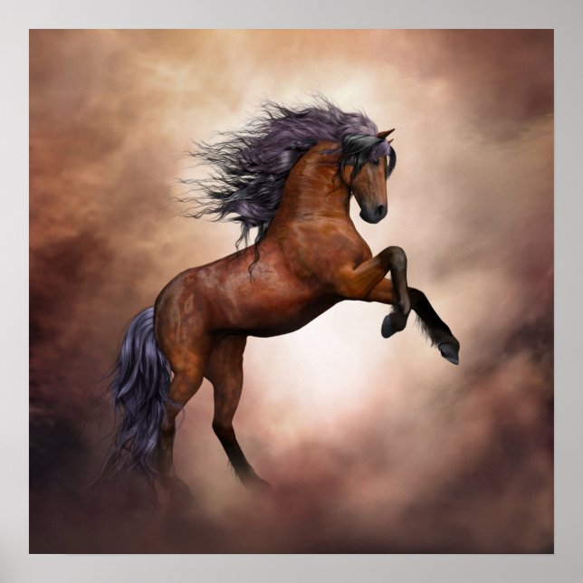 Majestic Horse Stallion Photo Nature Poster (Devant)