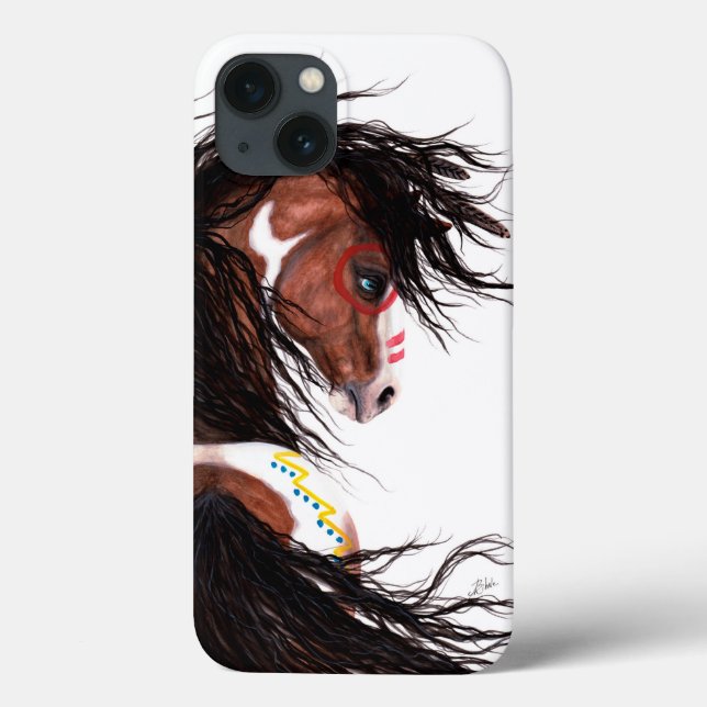 Majestic Horse Two Feather by Bihrle Cell Case (Rückseite)