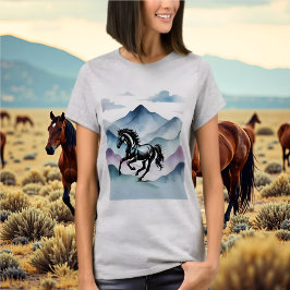 Majestic Horse & Watercolor Mountain Tshirt