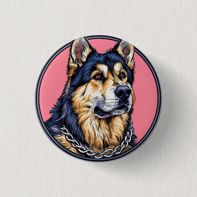 Majestic Hund mit feinen Farben Button (Vorderseite)
