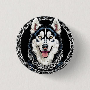 Majestic Husky Hund mit feinen Farben Button