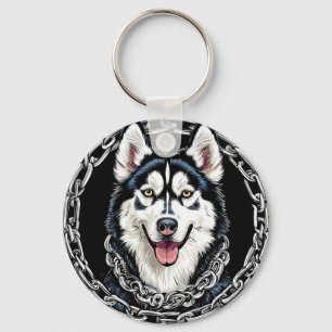 Majestic Husky Hund mit feinen Farben Schlüsselanhänger