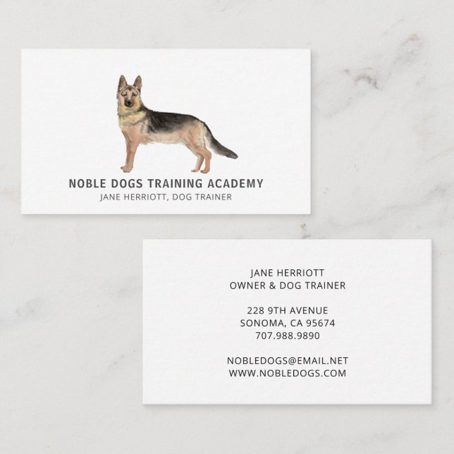 Majestic Illustriert German Shepherd Dog Trainer Visitenkarte (Vorne/Hinten)