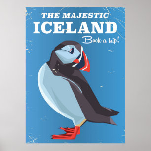 Majestic Island Puffin Vintage Reiseplakat Poster