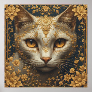 Majestic Katze mit Verzierten Blumendetails Poster