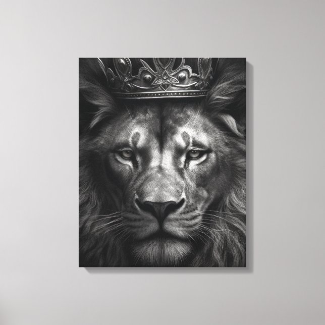 Majestic King Crown Lion Stretched Canvas Print Leinwanddruck (Vorderseite)