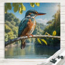 Majestic Kingfisher, Wilder Vogel am Fluss in der