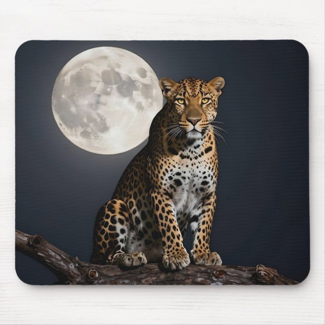Majestic Leopard and Full Moon   Mousepad (Vorne)