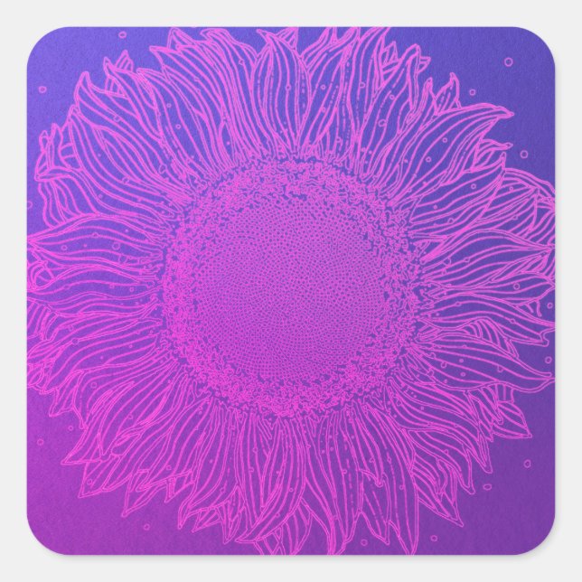 Majestic Lila Sunflower Quadratischer Aufkleber (Vorderseite)