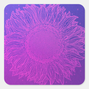 Majestic Lila Sunflower Quadratischer Aufkleber